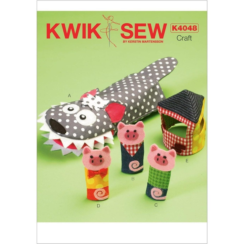 Kwik Sew Sewing Pattern K4048 Kids Finger Hand Puppets Three Little Pigs Wolf